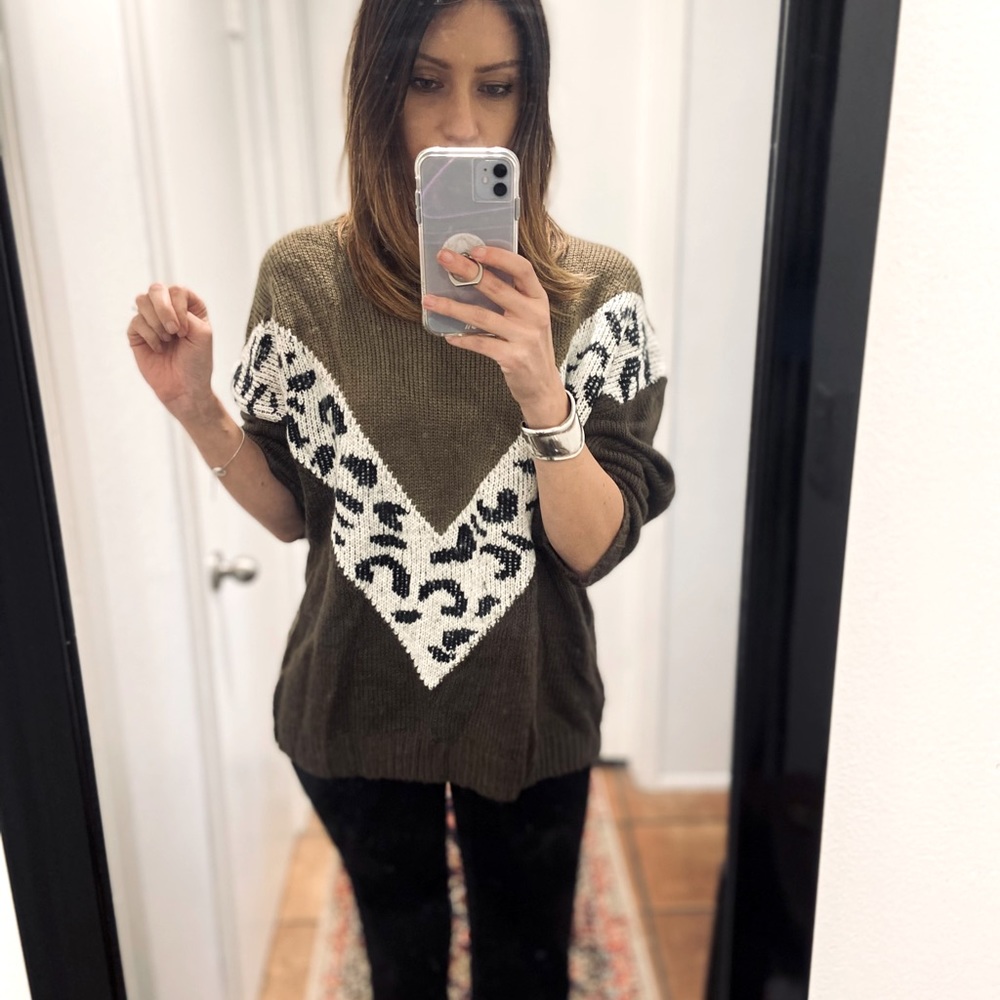 Leopard Chevron Oversized Sweater